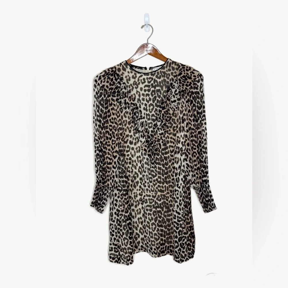 Gianni - Mullin Georgette Ruffle Mini Dress - Leopard - size 8 - EXCELLENT Cond - Picture 5 of 14